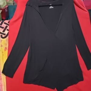 Top-secret Treasures- Black Hooded Hi-Lo Cardigan with pockets- Xlg-like new